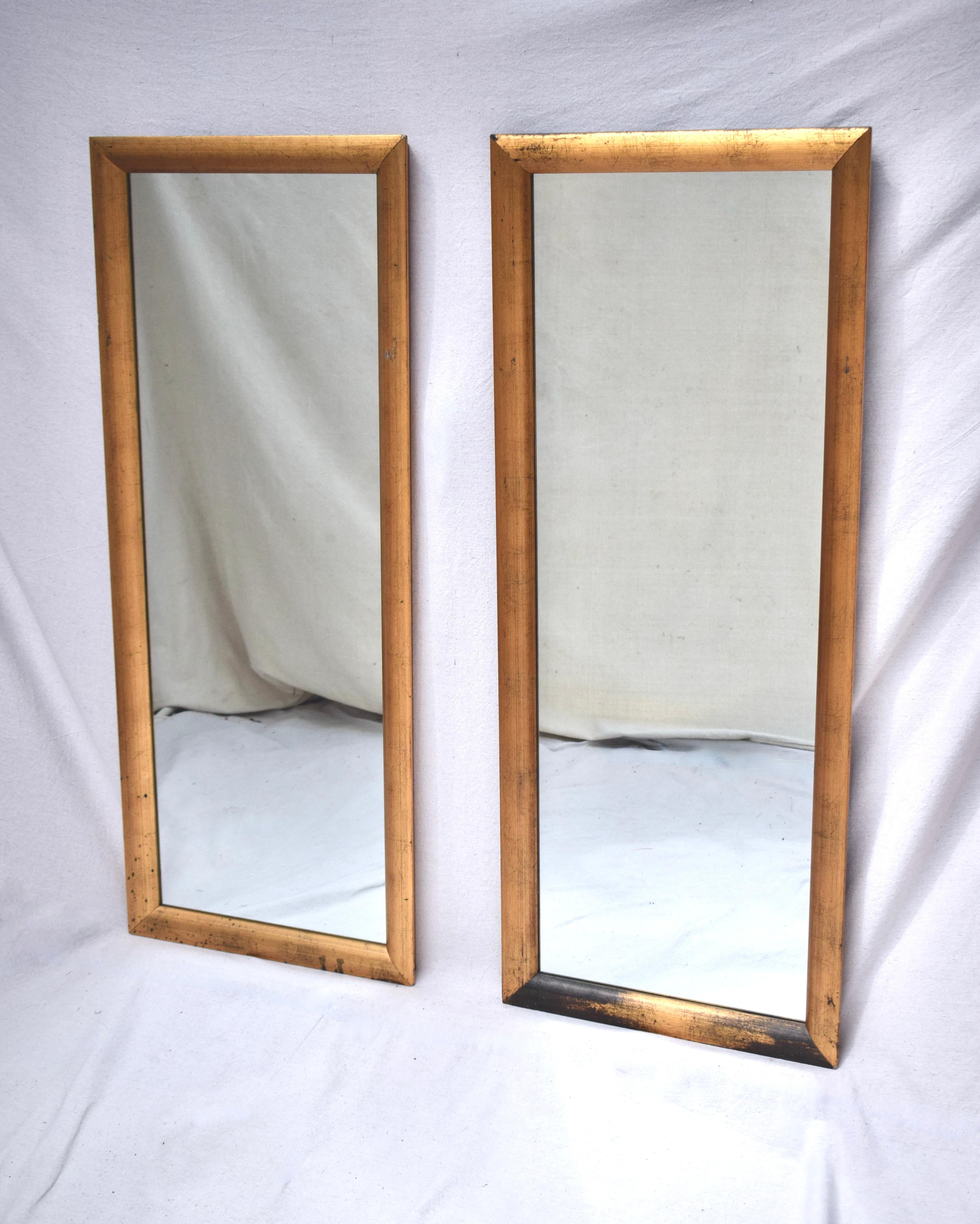 Mid-20th Century Gold Gilt Wall Mirrors, Pair In Good Condition In Southampton, NJ