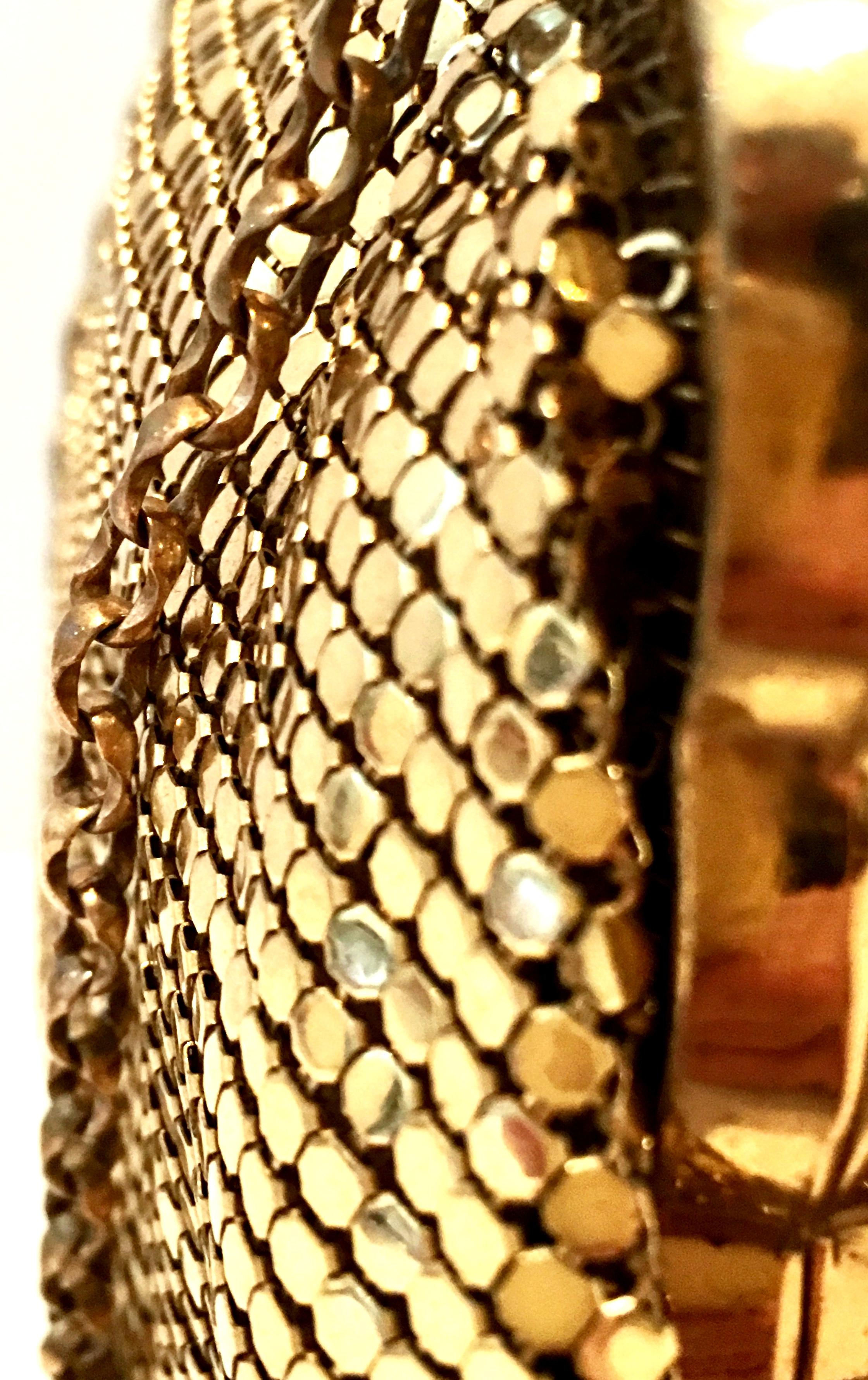 Goldene Metallnetz-Abendtasche aus der Mitte des 20. Jahrhunderts von:: Whiting & Davis 7