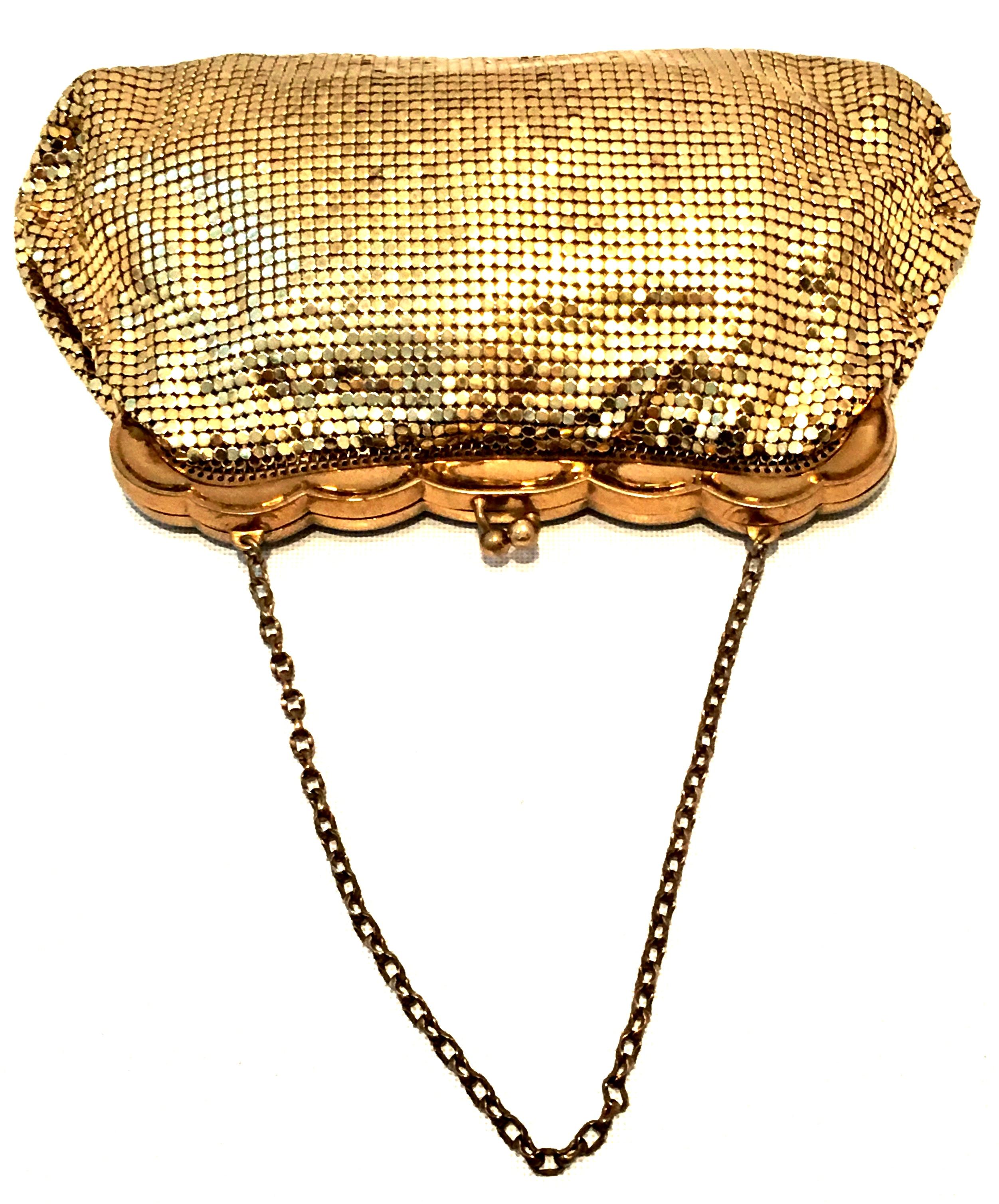 Goldene Metallnetz-Abendtasche aus der Mitte des 20. Jahrhunderts von:: Whiting & Davis 1