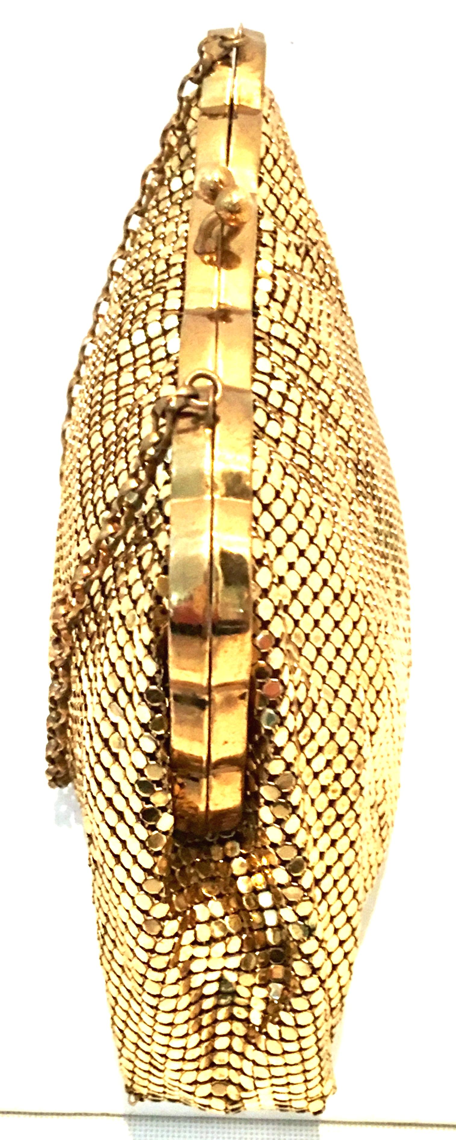 Goldene Metallnetz-Abendtasche aus der Mitte des 20. Jahrhunderts von:: Whiting & Davis 3
