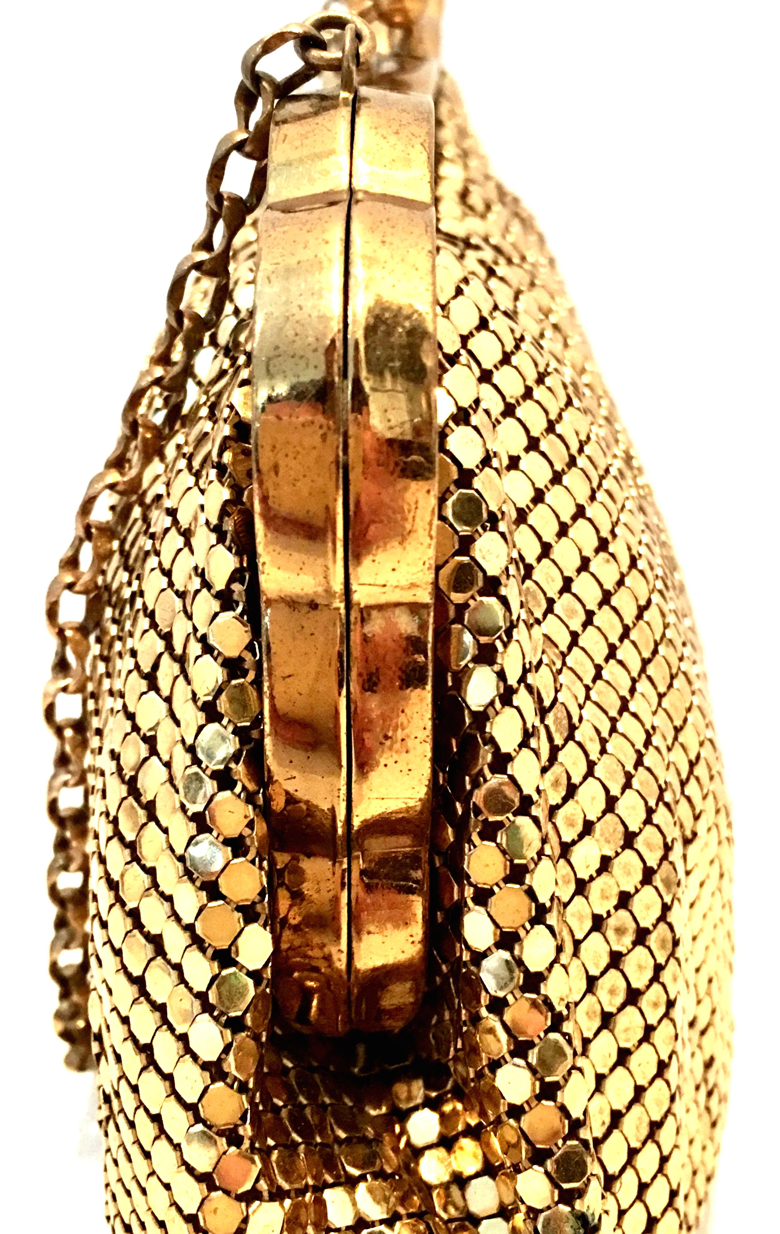 Goldene Metallnetz-Abendtasche aus der Mitte des 20. Jahrhunderts von:: Whiting & Davis 4
