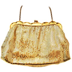 Vintage Mid-20th Century Gold Metal Mesh Evening Bag By, Whiting & Davis