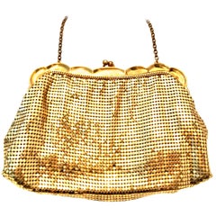 Retro Mid-20th Century Gold Metal Mesh Evening Bag By, Whiting & Davis