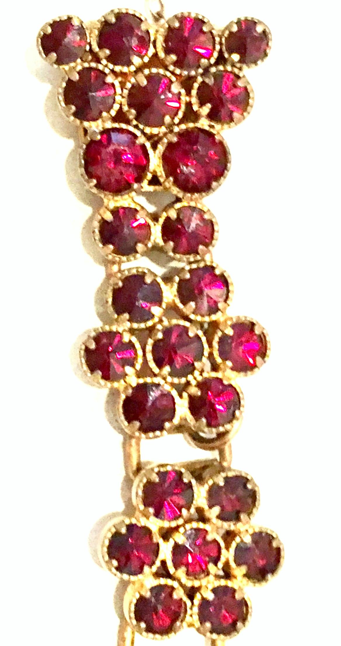 Mid-20th Century Gold & Natural Rose Cut Garnet Link Bracelet 6