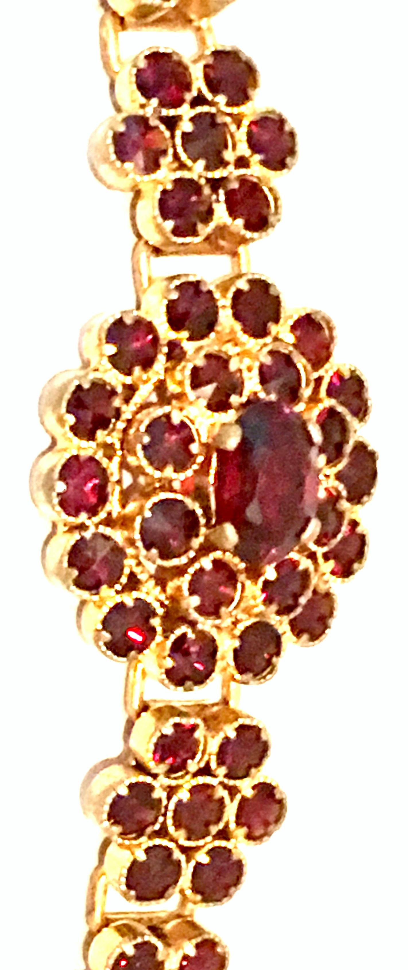 Mid-20th Century Gold & Natural Rose Cut Garnet Link Bracelet 1