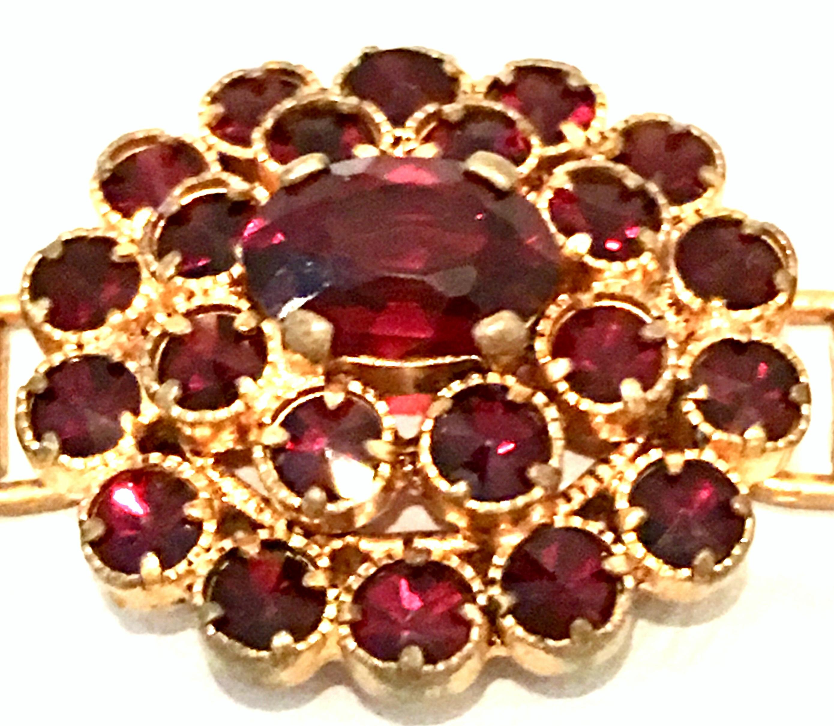 Mid-20th Century Gold & Natural Rose Cut Garnet Link Bracelet 4