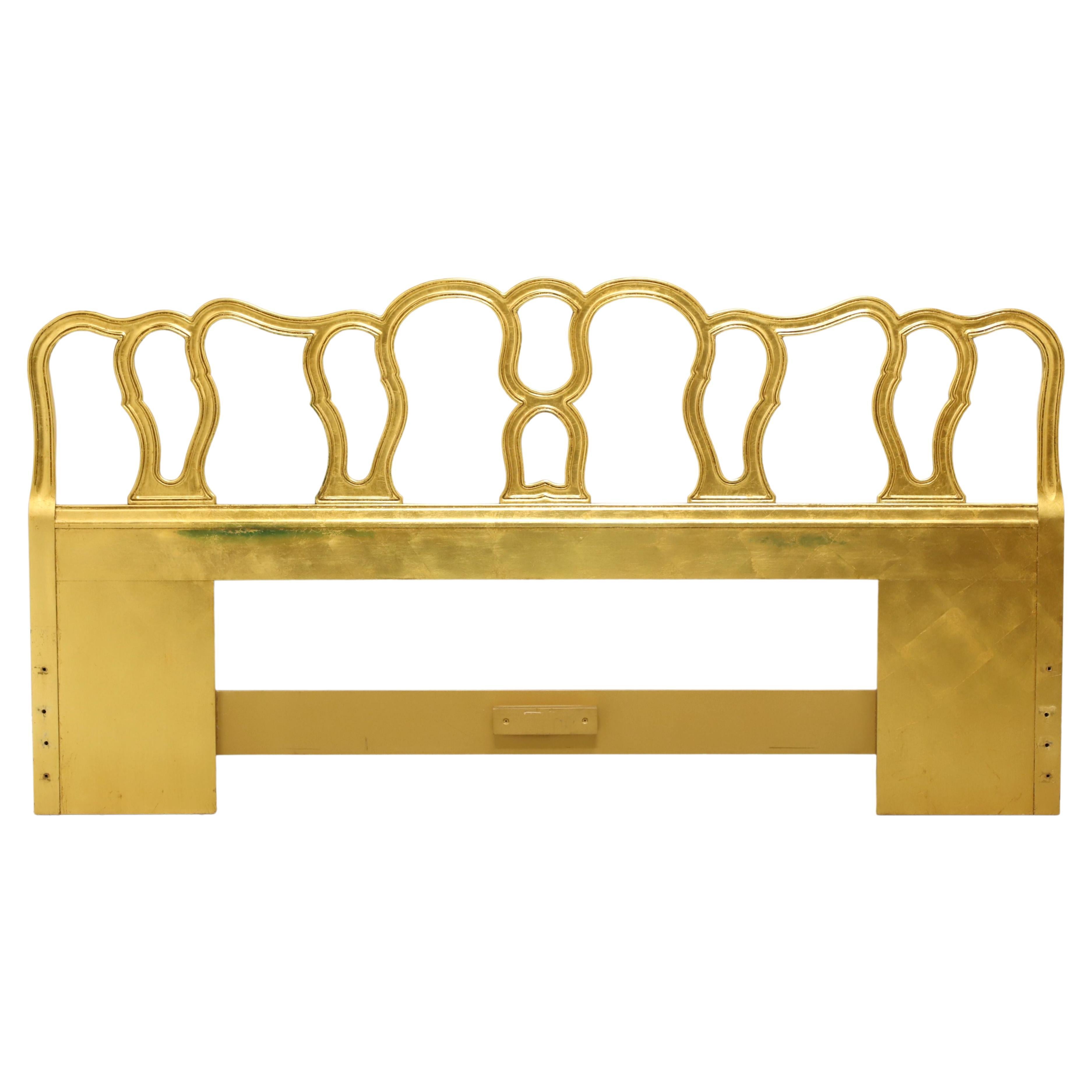 DREXEL HERITAGE Dark Gold Painted Wood French Provincial King Size Headboard For Sale