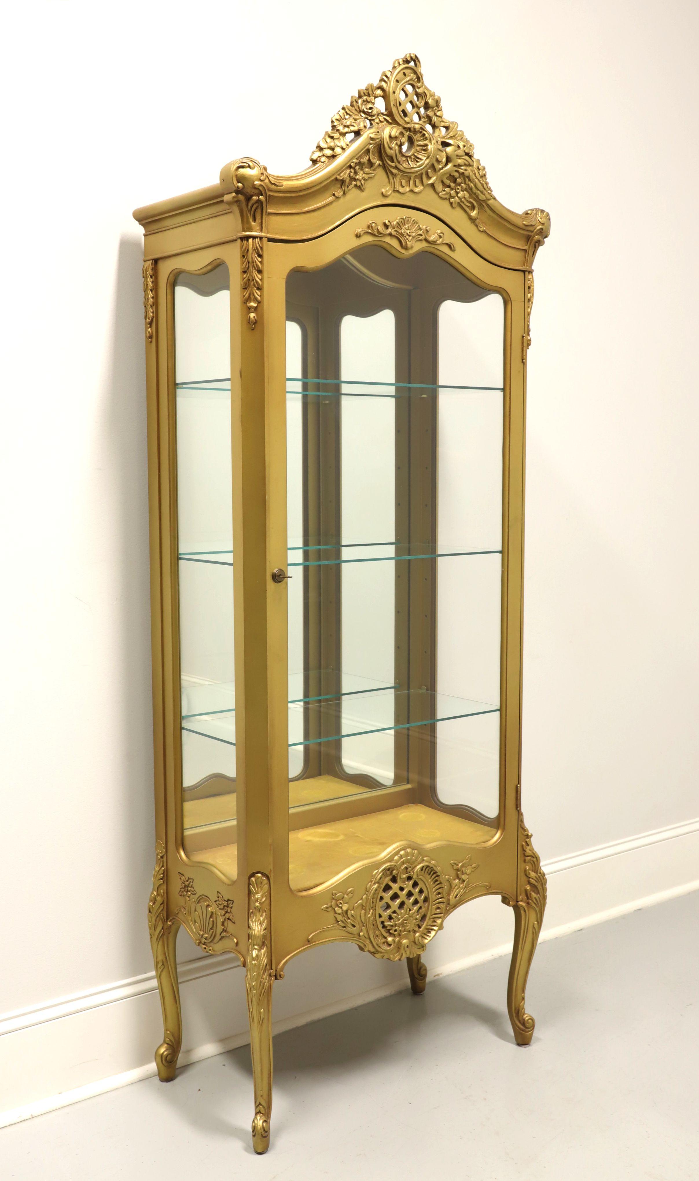 Mid 20th Century Gold Painted Wood & Glass French Country Vitrine 7