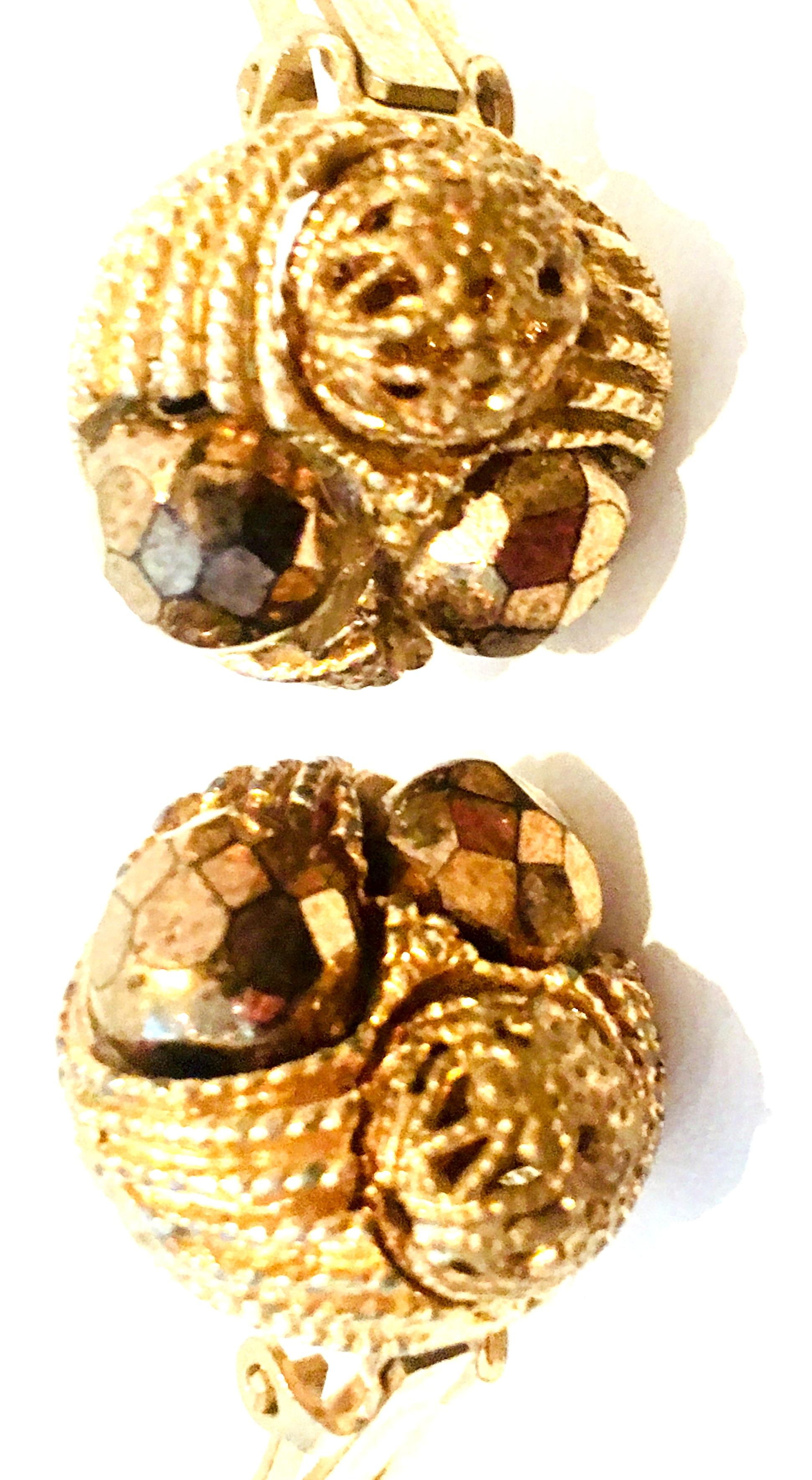 Women's or Men's Mid-20th Century Gold Plate Beaded Earrings For Sale