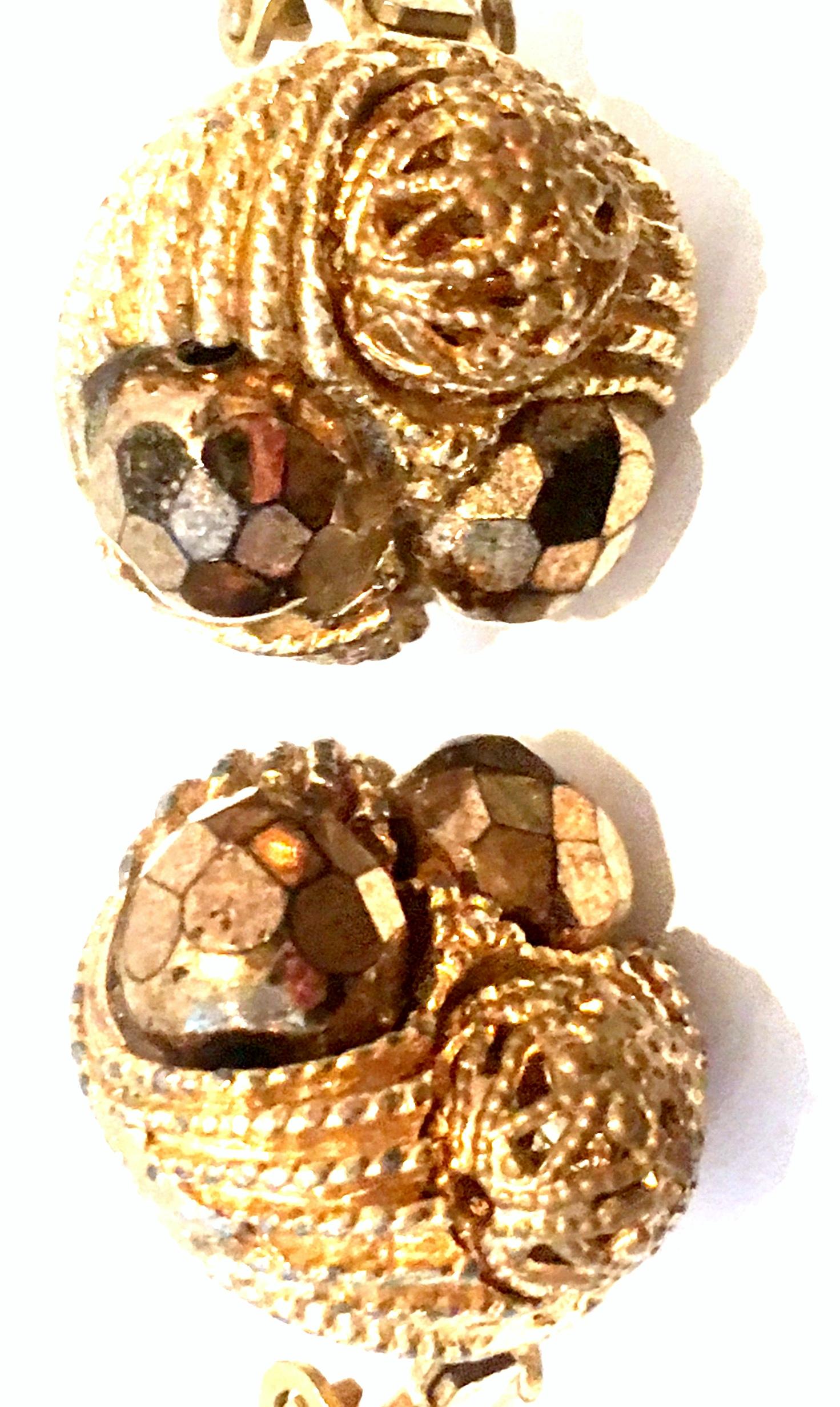 Mid-20th Century Gold Plate Beaded Earrings For Sale 1