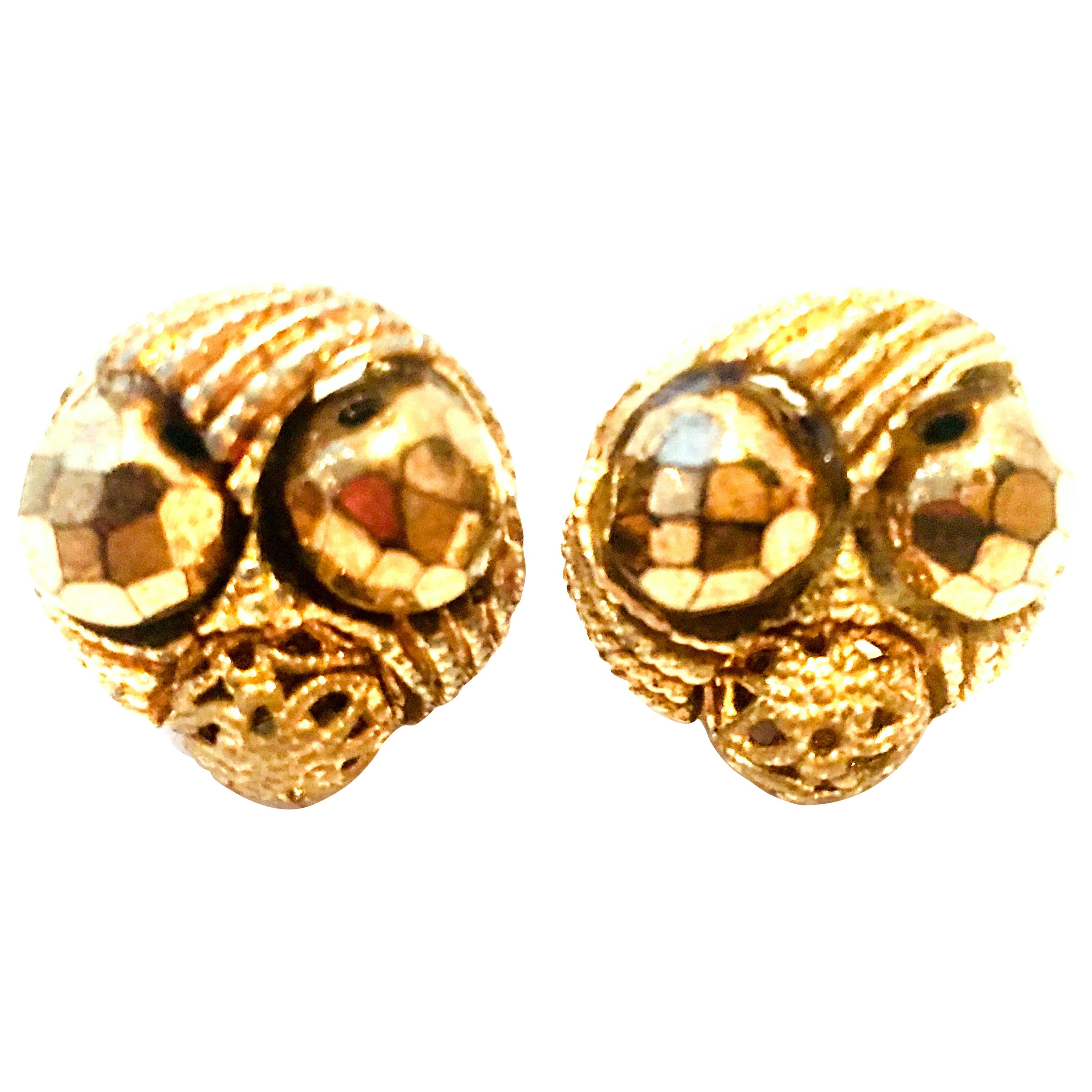 Mid-20th Century Gold Plate Beaded Earrings For Sale