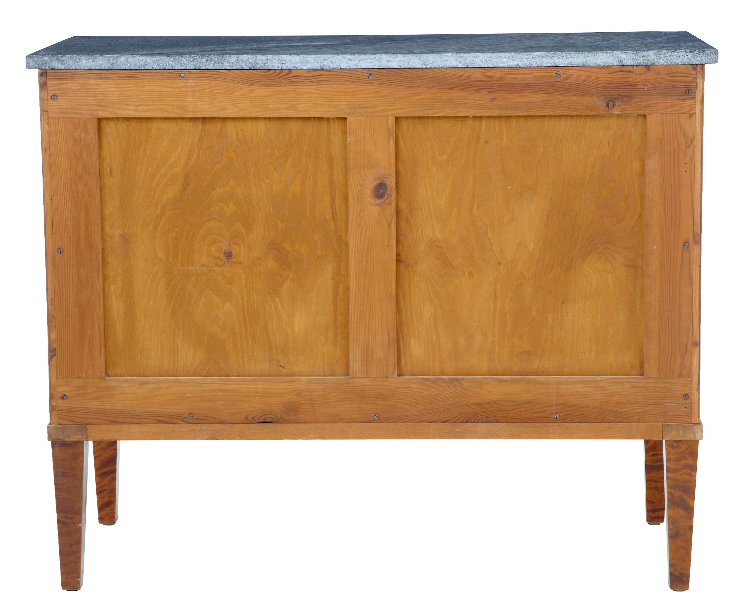 Swedish Mid-20th Century Golden Birch Marble-Top Chest of Drawers