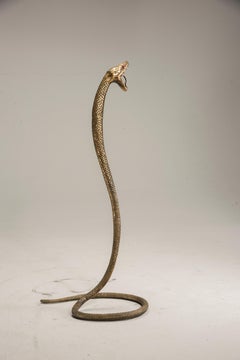 Mid-20th Century Golden Metal Animalier Snake Sculpture