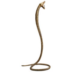 Goldene Tierschlangen-Skulptur aus Metall, Mitte des 20. Jahrhunderts
