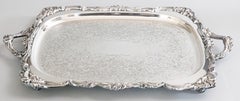 Mid-20th Century Gorham Silver Plate Footed Rectangular Serving Tray With Handle