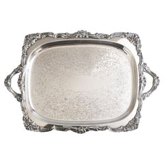 Mid-20th Century Gorham Silver Plate Footed Rectangular Serving Tray With Handle