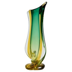 Grüne Glasvase von Seguso Vetri d'Arte, Italien, Mitte des 20.