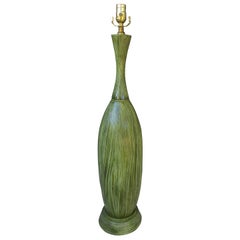Mid-20th Century Green Glazed Pottery Lamp