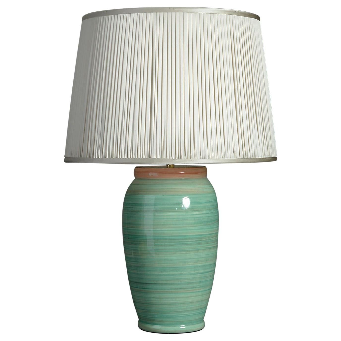 Mid-20th Century Green Glazed Vase Lamp
