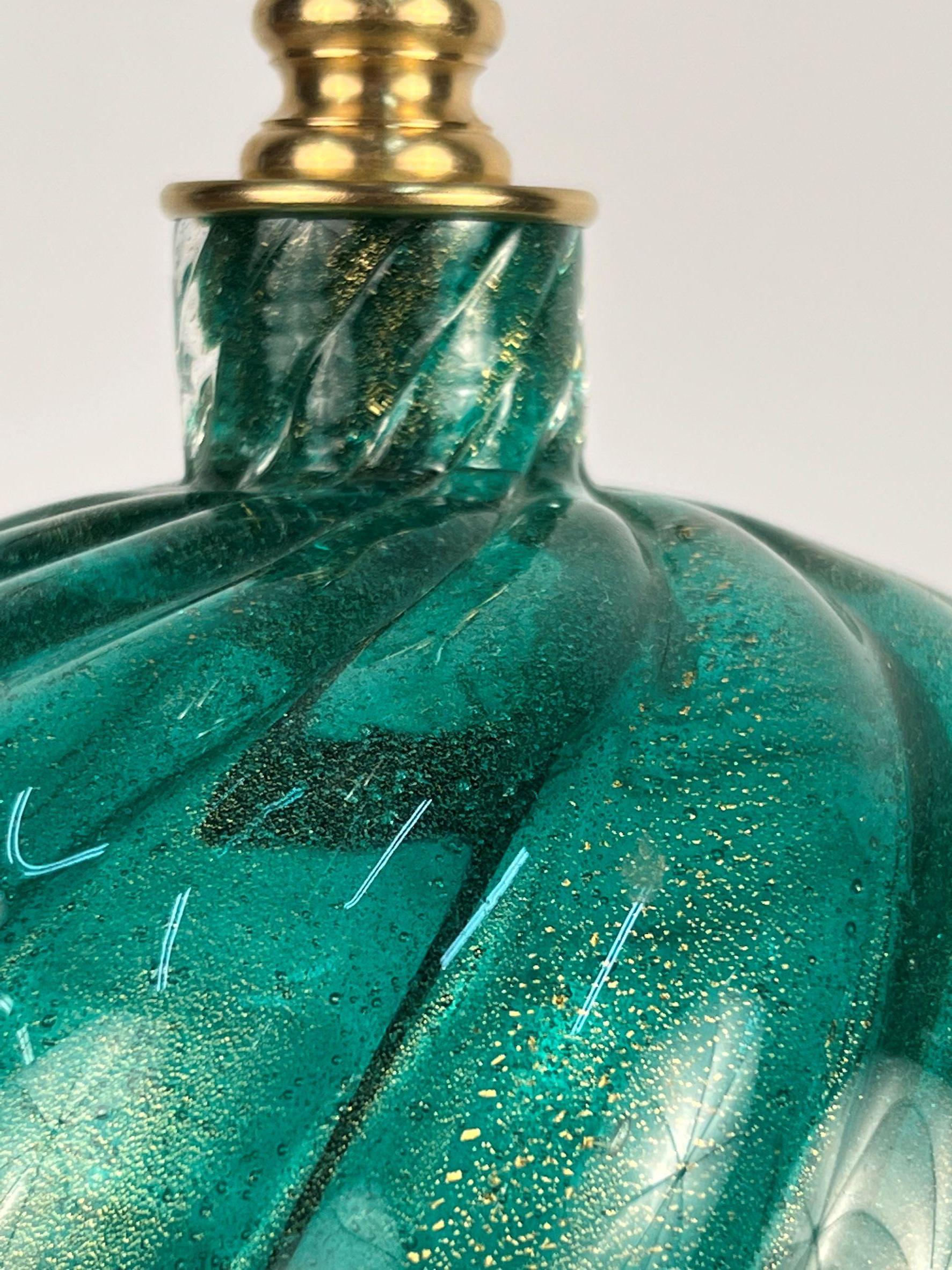 Mid 20th Century Green & Gold Murano Table Lamp 3
