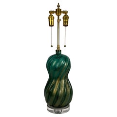 Mid 20th Century Green & Gold Murano Table Lamp
