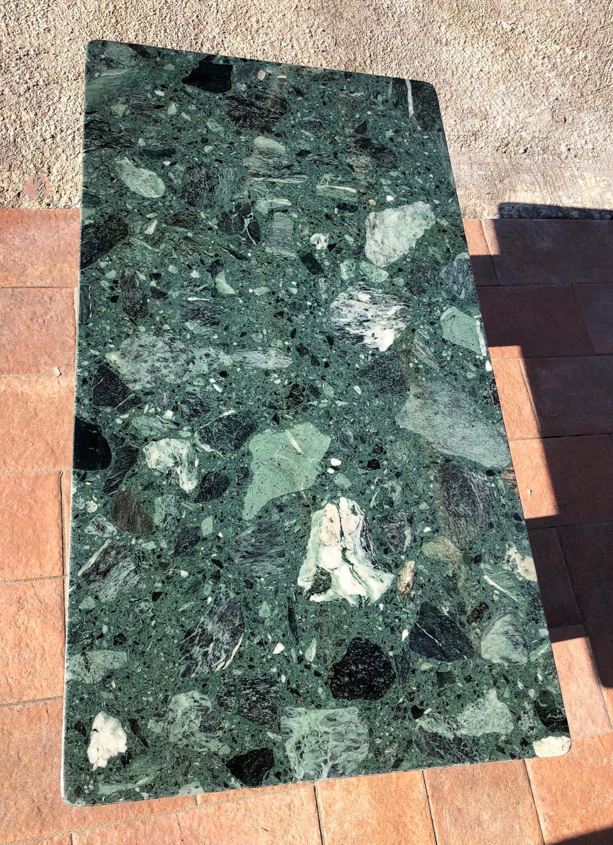 Industrial 1950s  Green Marble from the Alps Smoking Table Italian Style