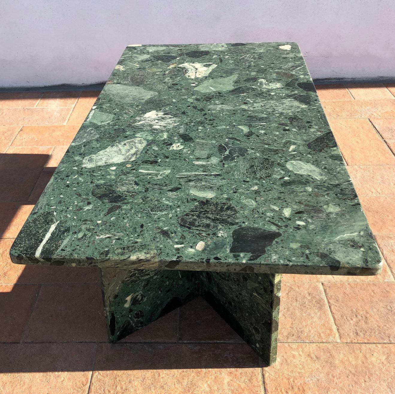 Mid-20th Century 1950s  Green Marble from the Alps Smoking Table Italian Style