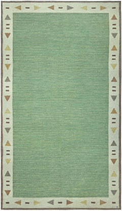 Mid-20th Century Green Swedish Flat-Woven Rug