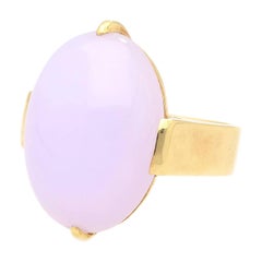 Mid-20th Century "Gumps" Signed 23.94 Carat Lavender Jade and Yellow Gold Ring