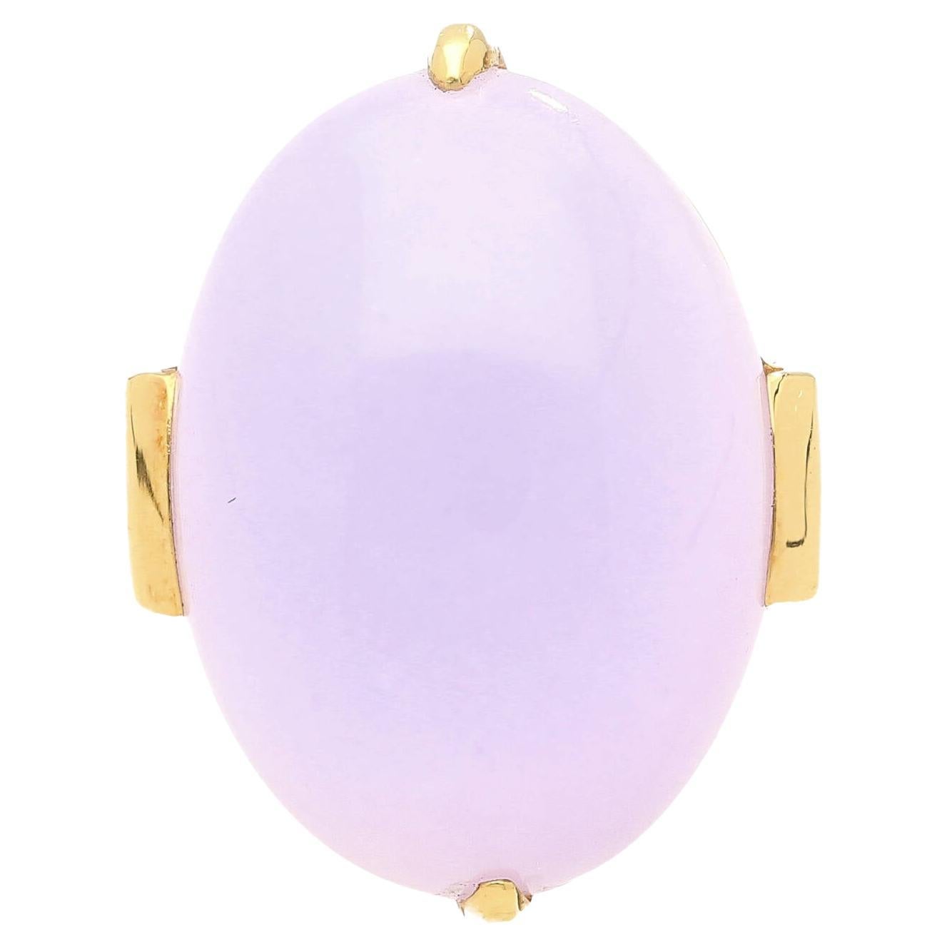 Mid-20th Century "Gumps" Signed 23.94 Carat Lavender Jade and Yellow Gold Ring