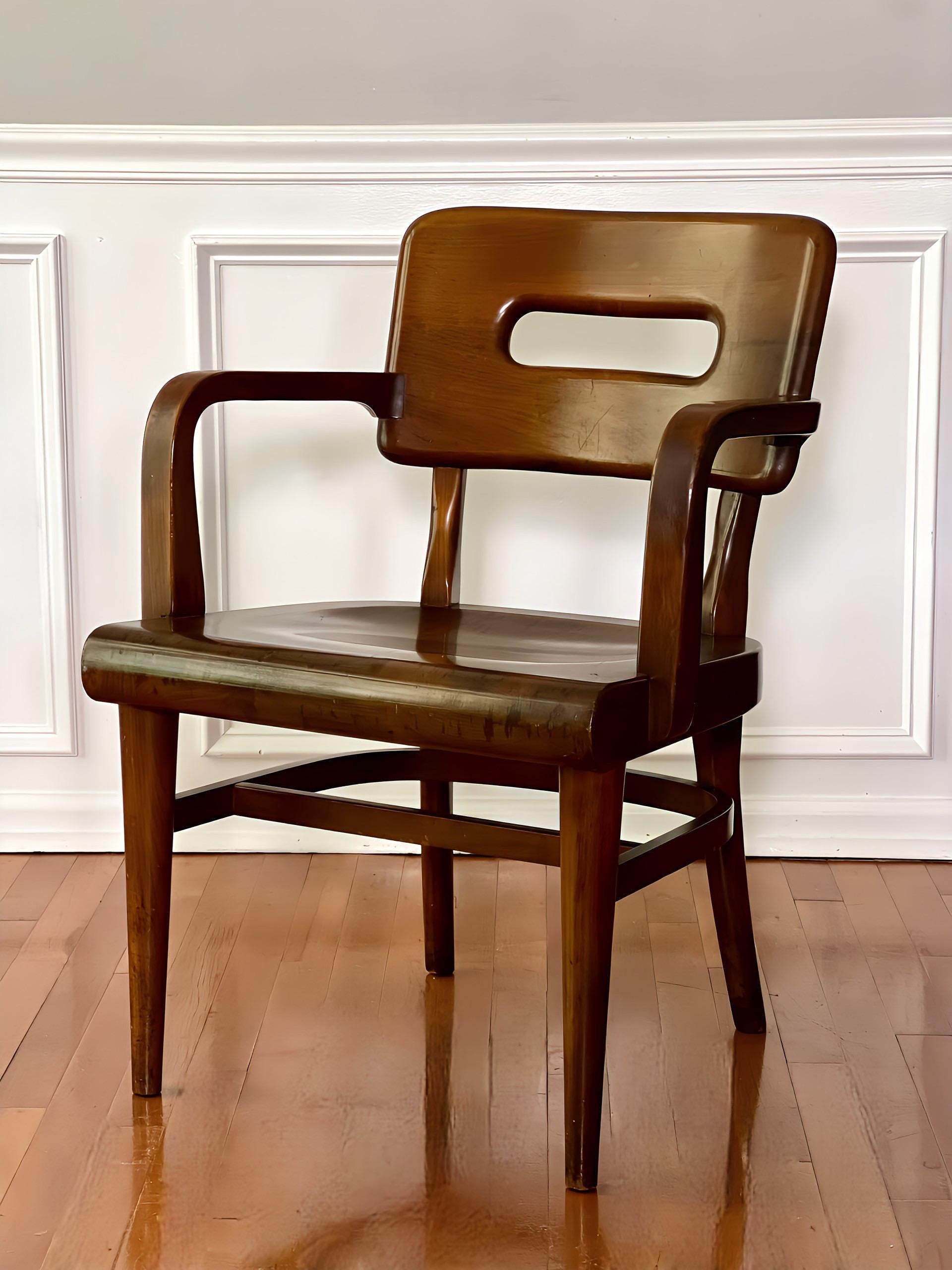 Mid 20th Century Gunlocke Walnut Side Armchair For Sale 5