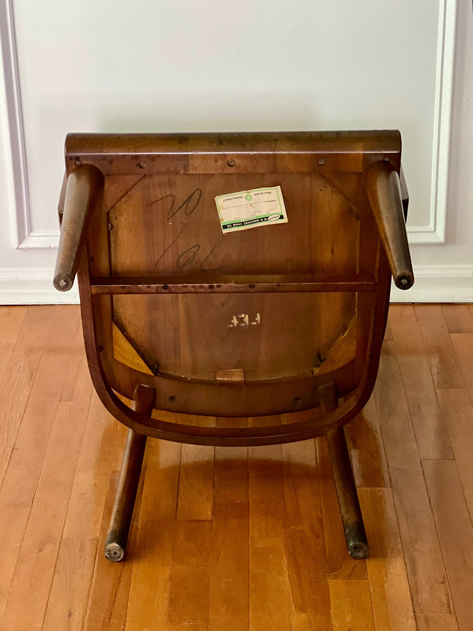 Mid 20th Century Gunlocke Walnut Side Armchair For Sale 6