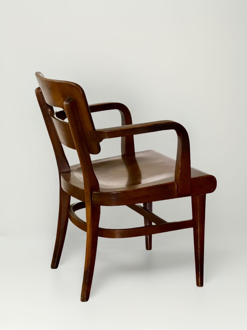 North American Mid 20th Century Gunlocke Walnut Side Armchair For Sale