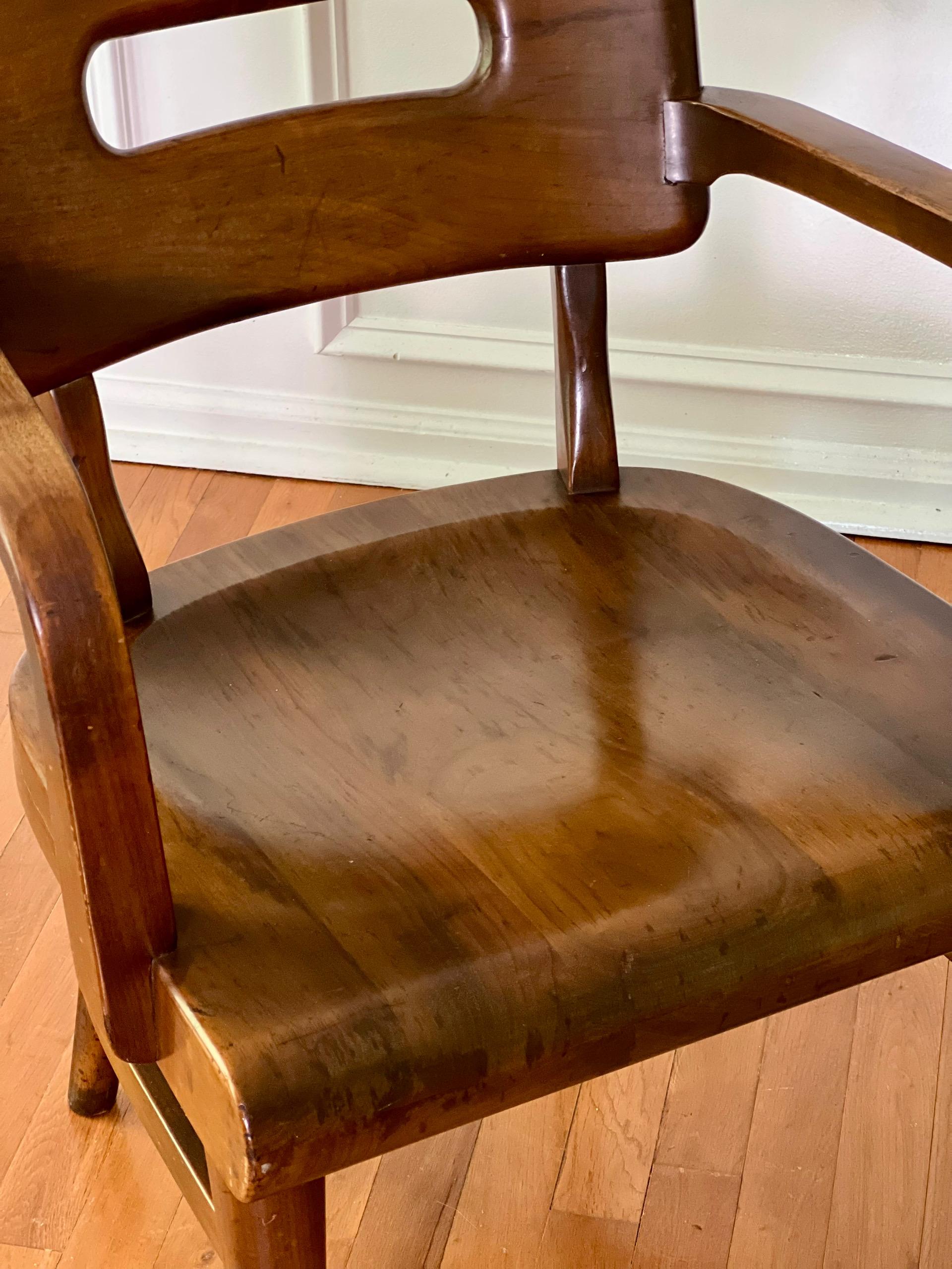 Mid 20th Century Gunlocke Walnut Side Armchair For Sale 2