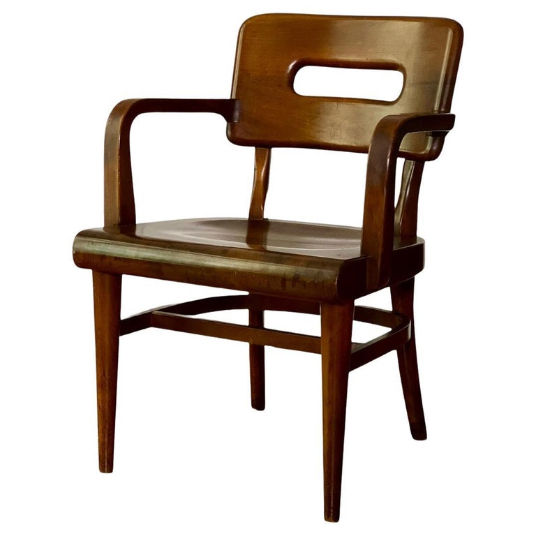 Mid 20th Century Gunlocke Walnut Side Armchair For Sale at 1stDibs