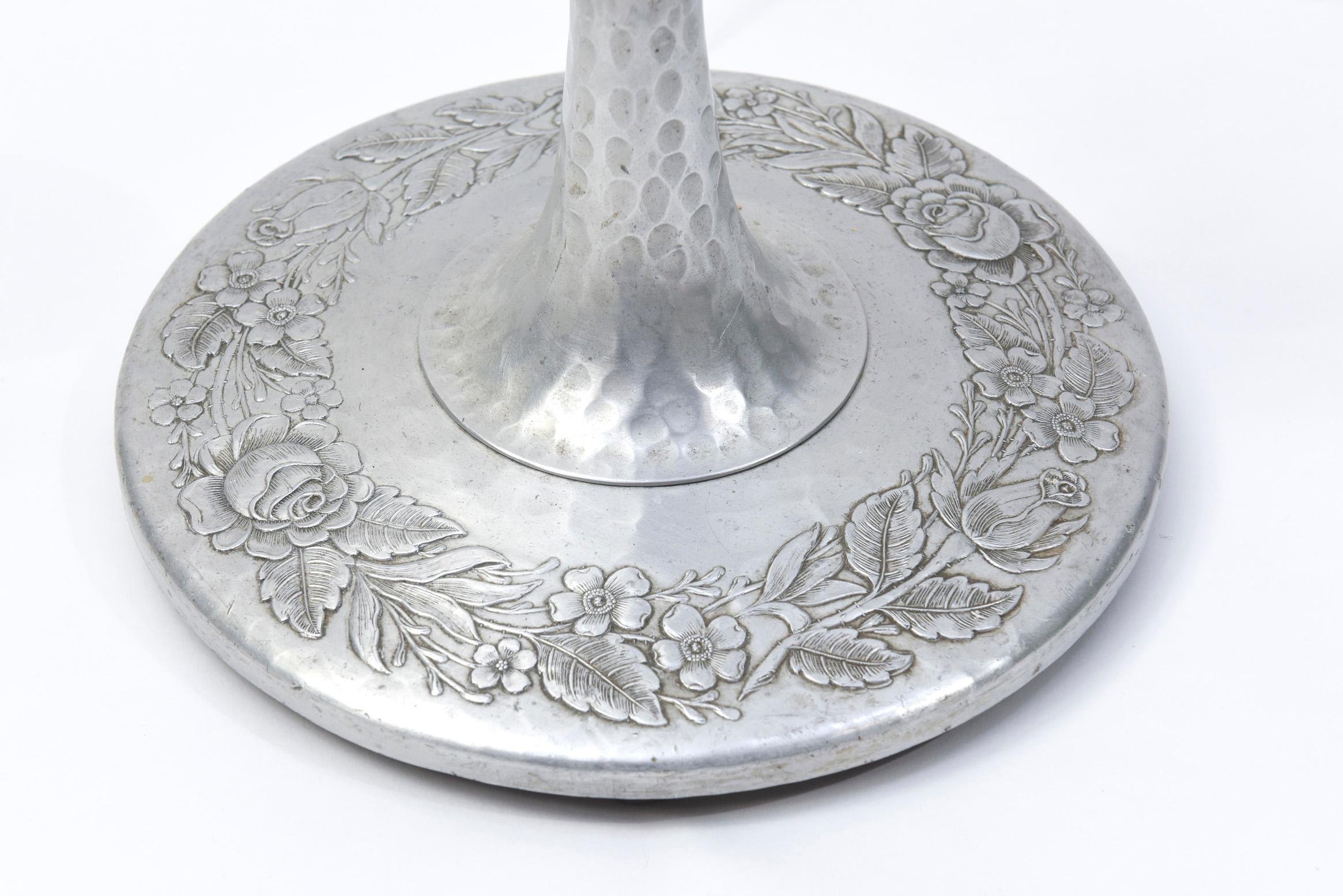 American Mid 20th Century Hammered Aluminum Torchiere For Sale