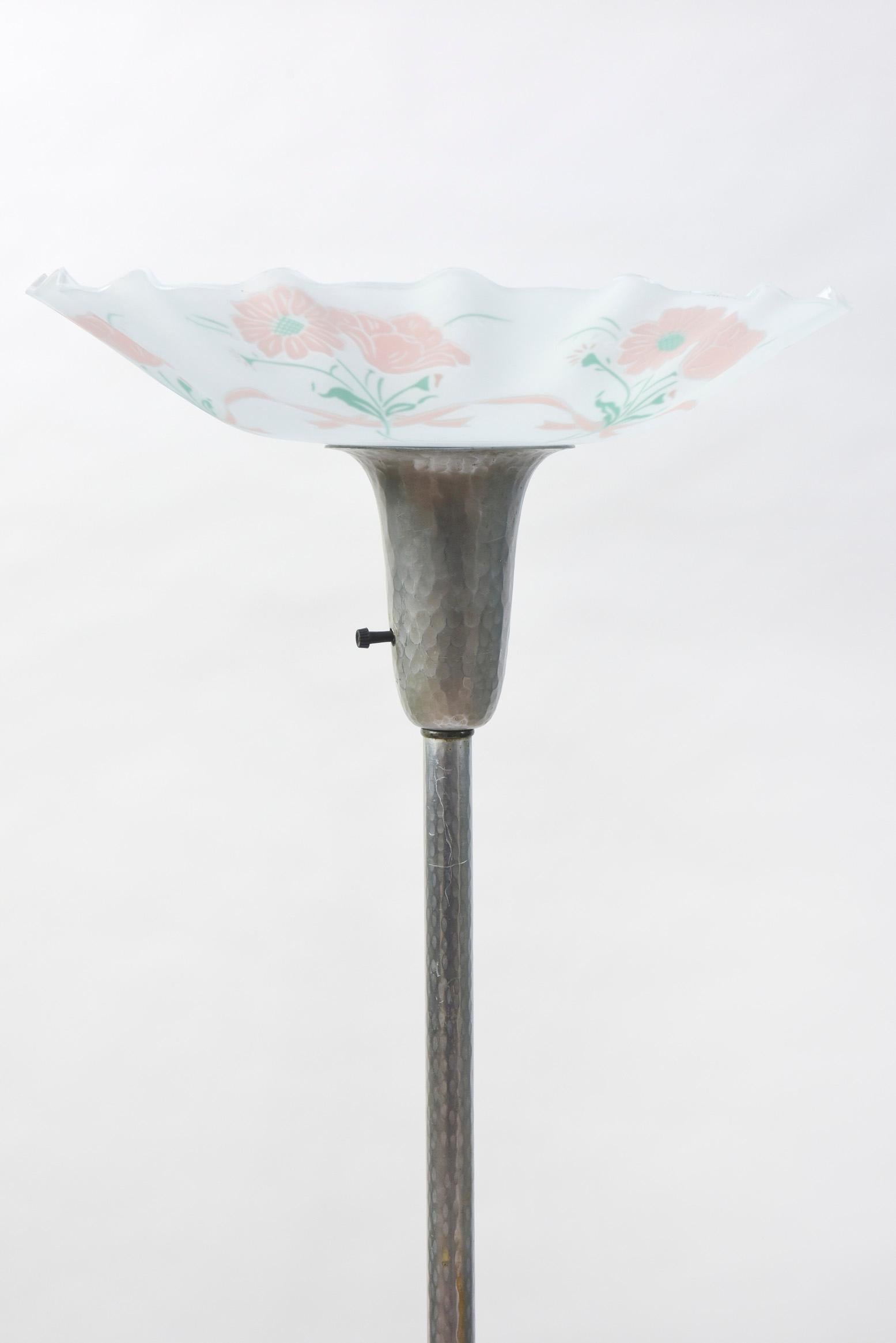 Mid 20th Century Hammered Aluminum Torchiere For Sale 3