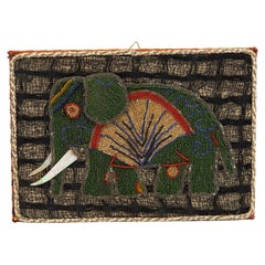 Mid 20th Century Hand Beaded Elephant Artwork