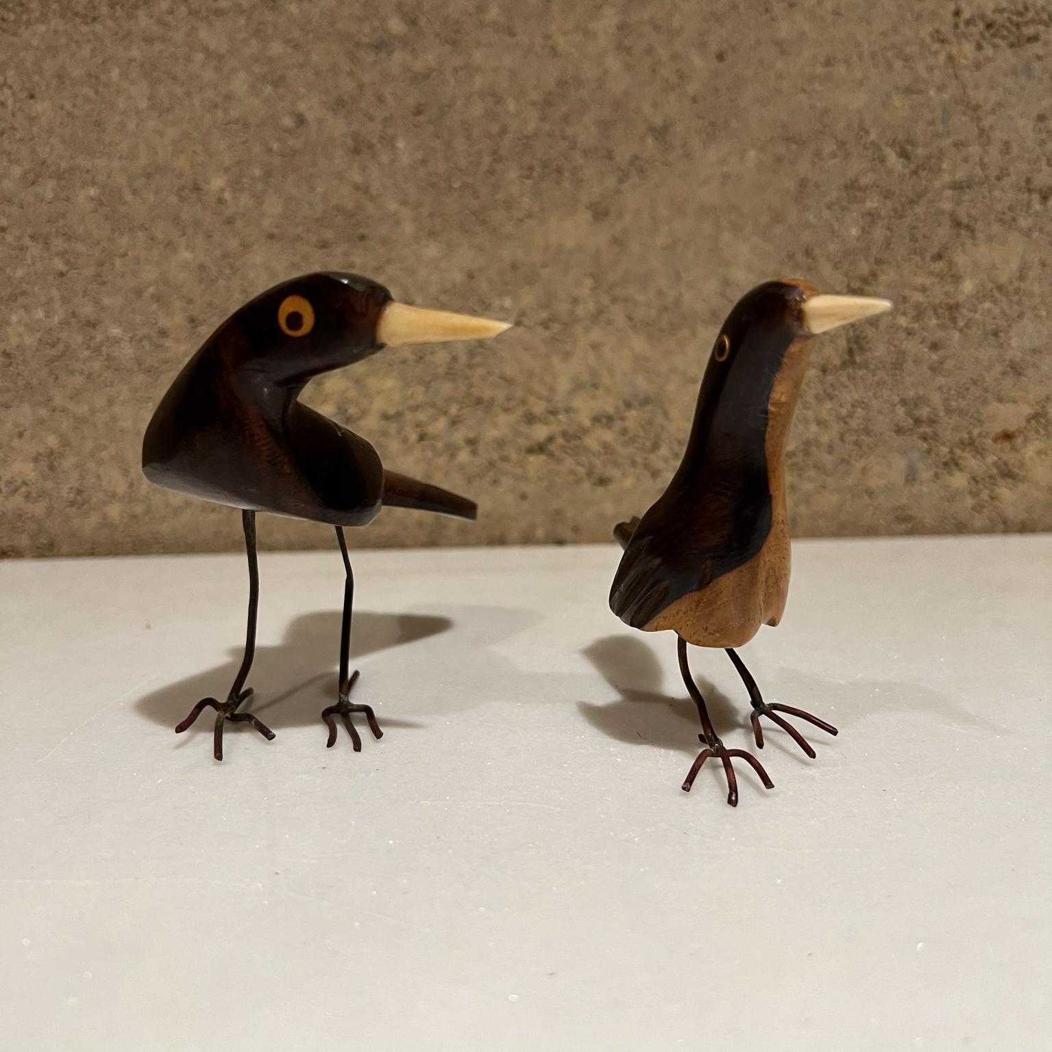 Mid 20th Century Hand Carved Birds in Palo Fierro Wood In Good Condition In Chula Vista, CA