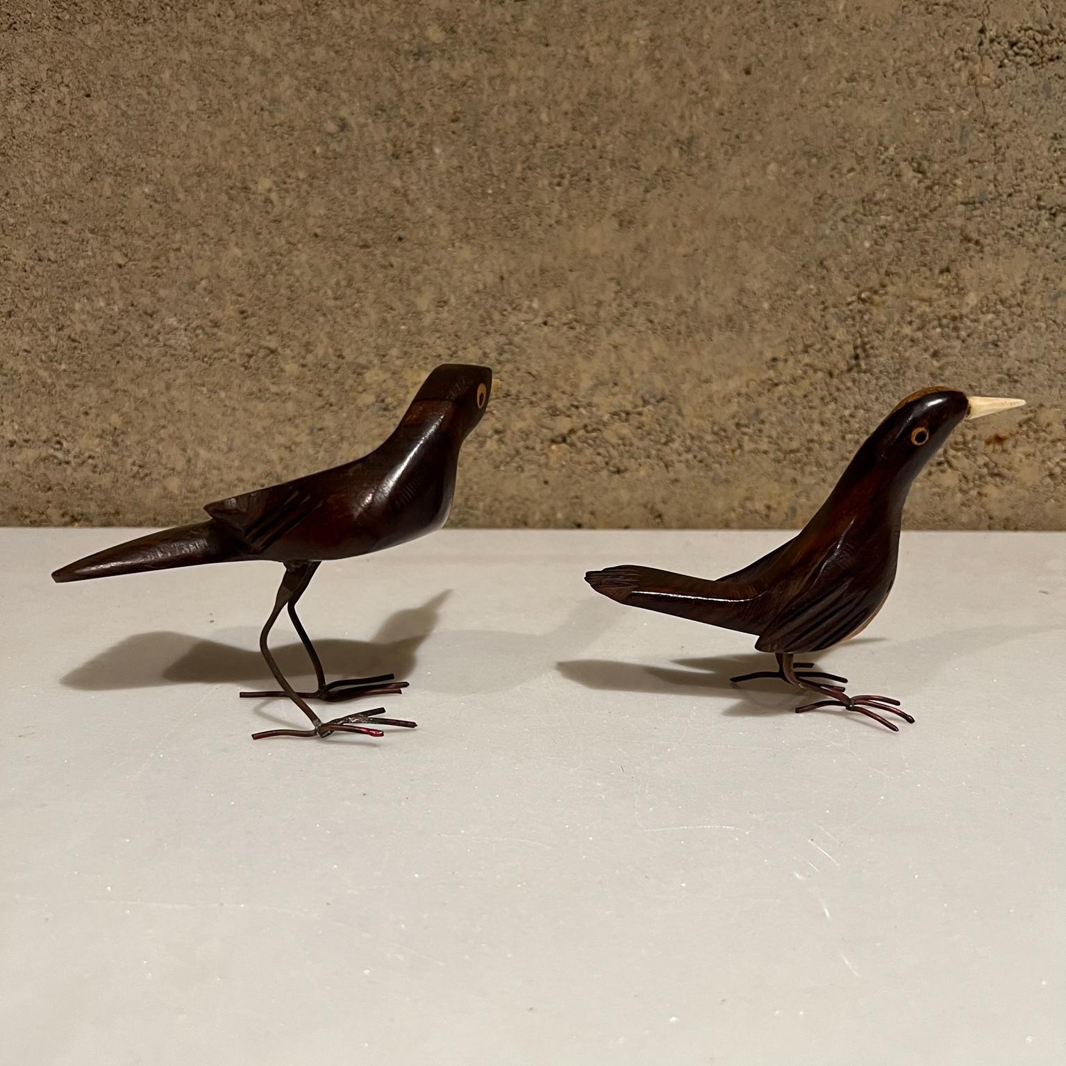 Late 20th Century Mid 20th Century Hand Carved Birds in Palo Fierro Wood