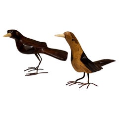 Vintage Mid 20th Century Hand Carved Birds in Palo Fierro Wood