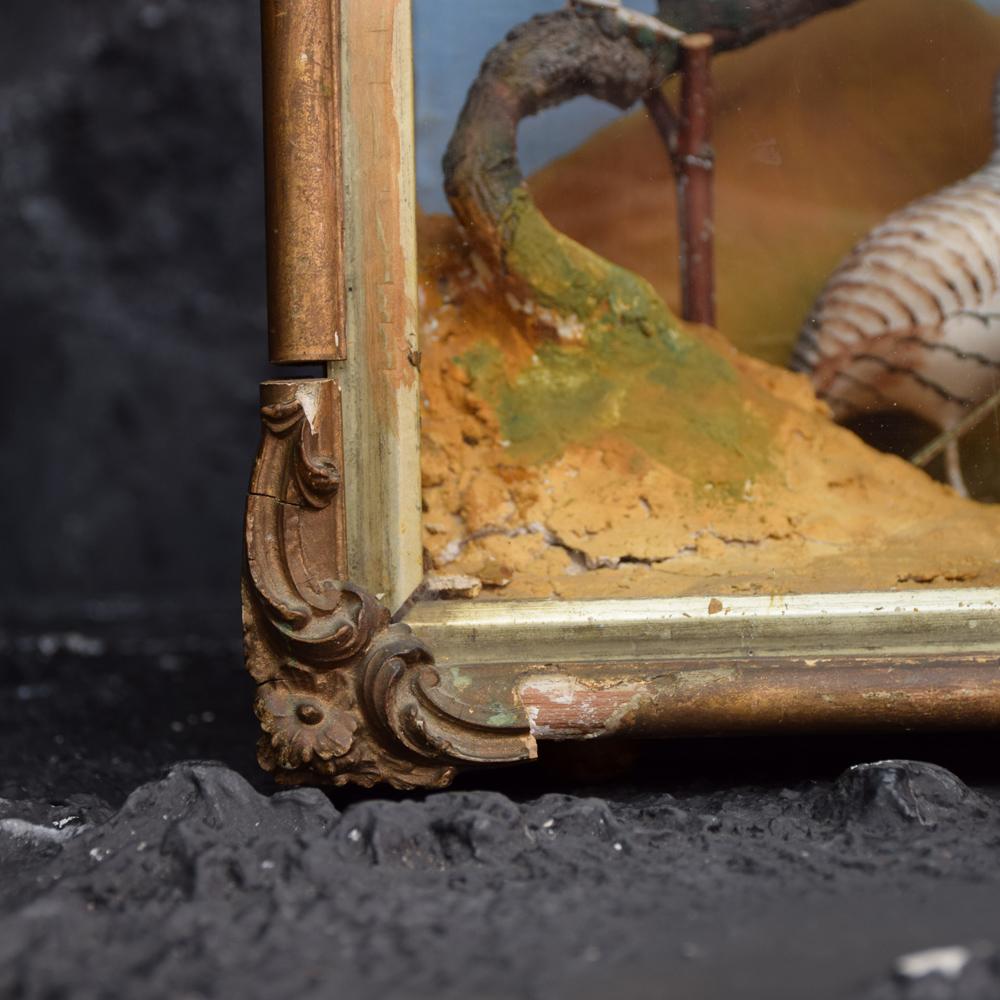 Hand-Crafted Mid-20th Century Hand Carved Folk Art Bird Diorama with Authentication Stamp