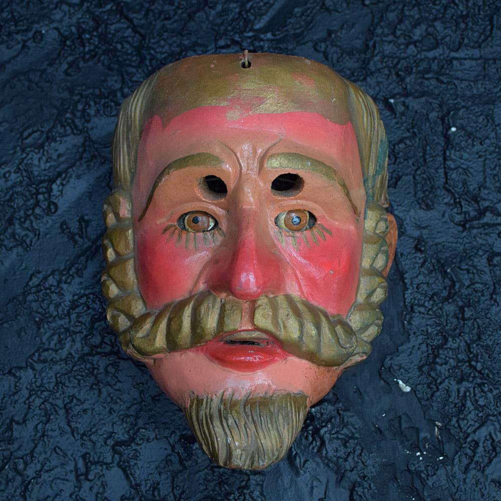 Folk Art Mid-20th Century Hand Carved Guatemalan Mask