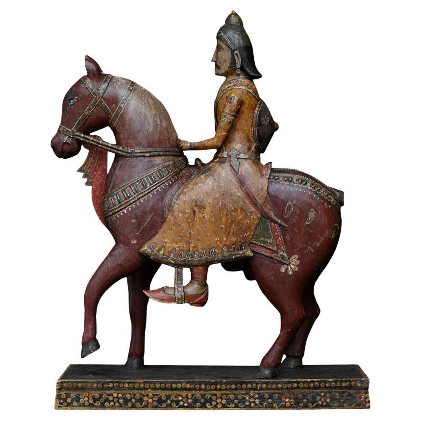 Figura india tallada a mano de mediados del siglo XX
