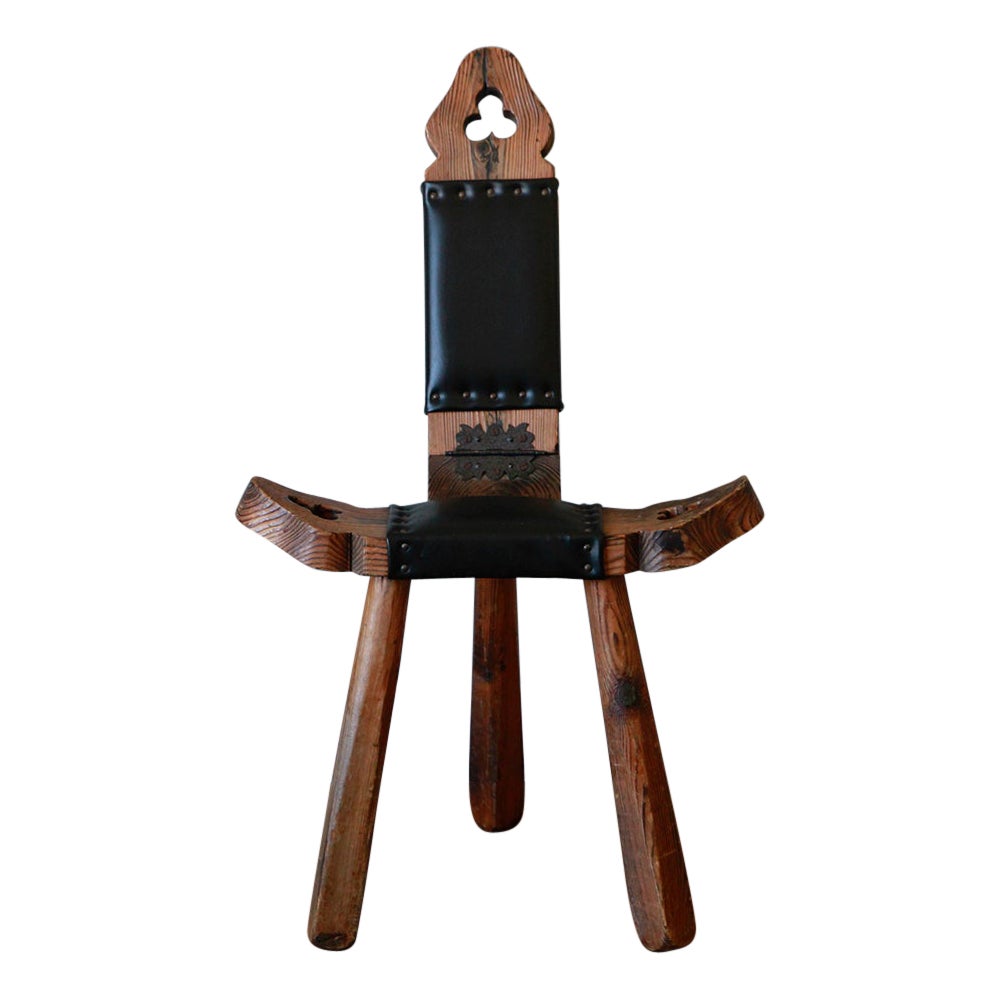 Mid-20th Century Hand-Carved Spanish Brutalist Pine Fireside Chair For Sale