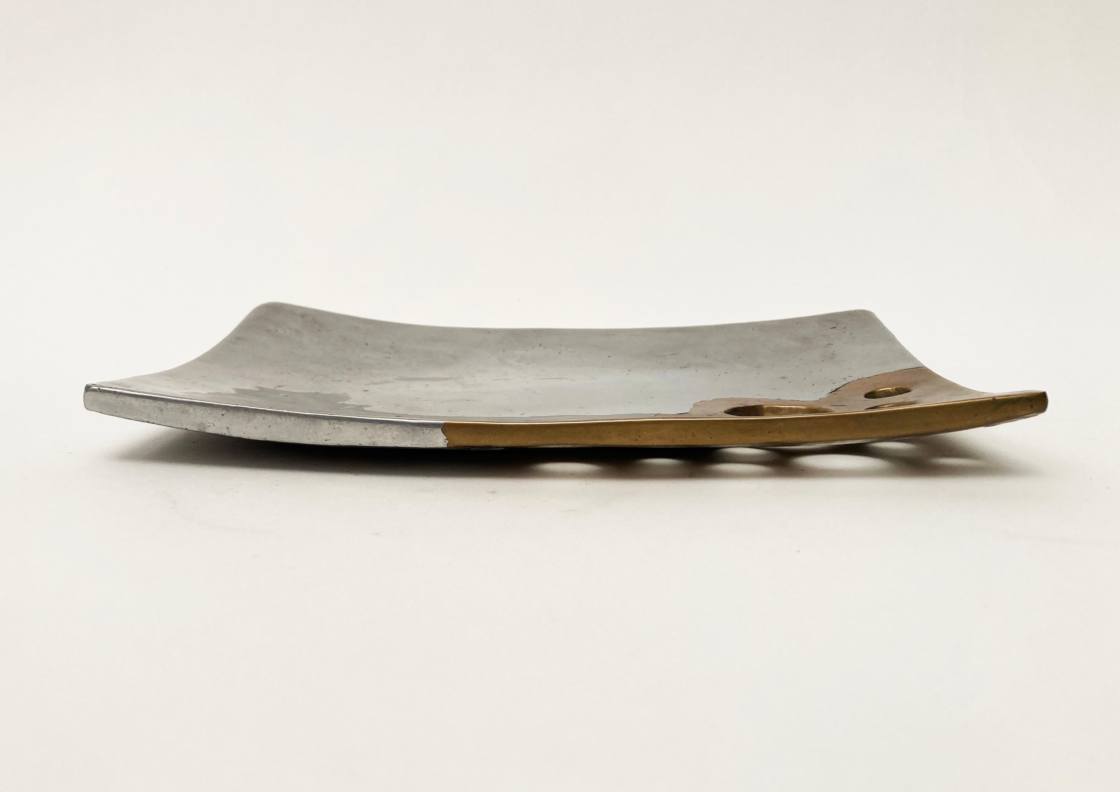 Mid 20th Century Hand-Crafted Aluminum and Bronze Contemporary Art Plate In Good Condition For Sale In Louisville, KY