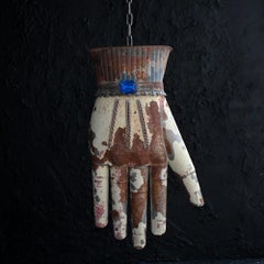 Mid-20th Century hand crafted metal glove makers trade sign