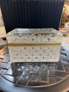 Mid 20th Century Hand Cut Lead Crystal Jewelry Box or Dresser Box German