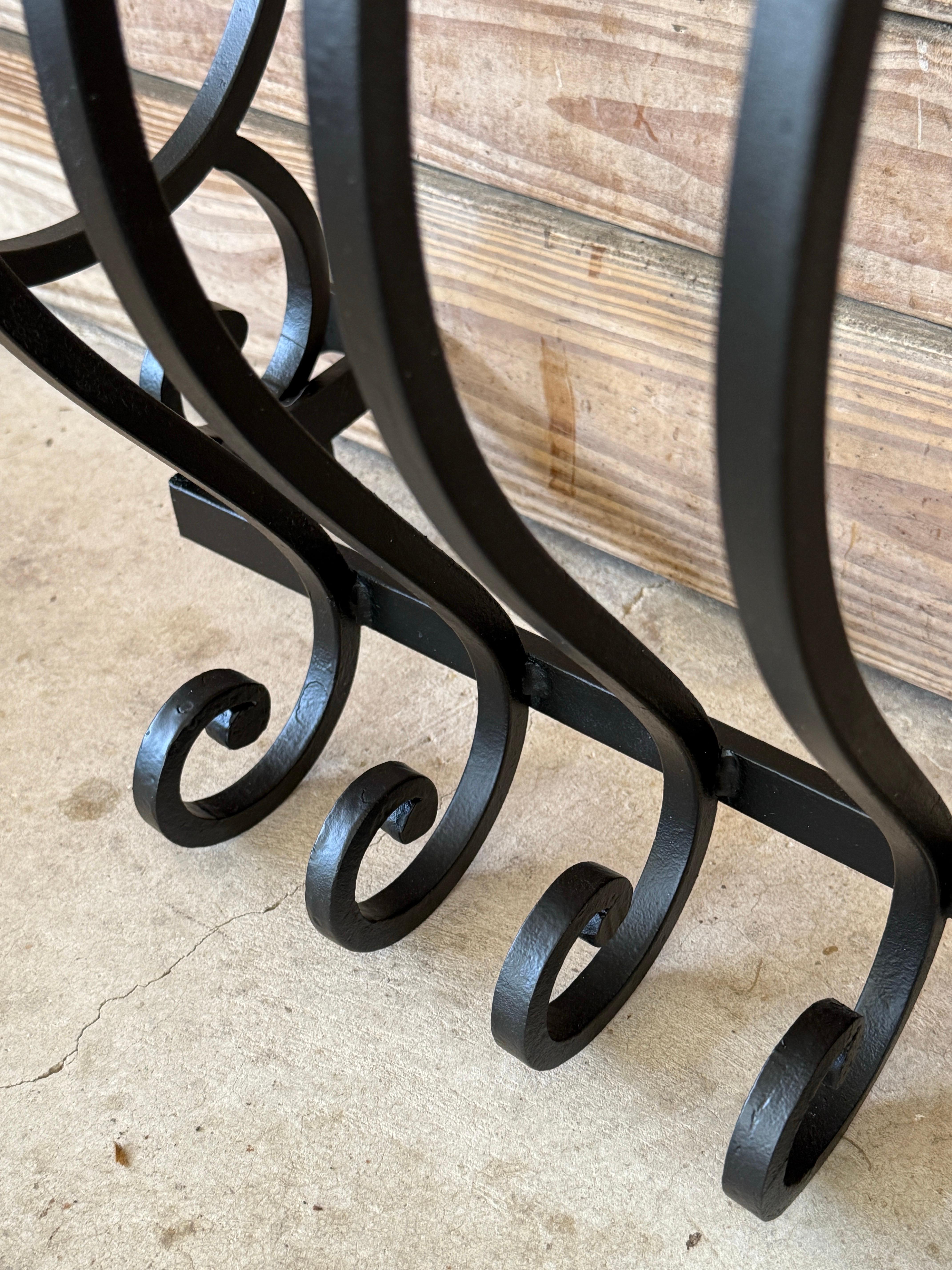 Mid-20th Century Hand-Forged Iron Window Grilles With Sculptural Scrollwork-Pair For Sale 5