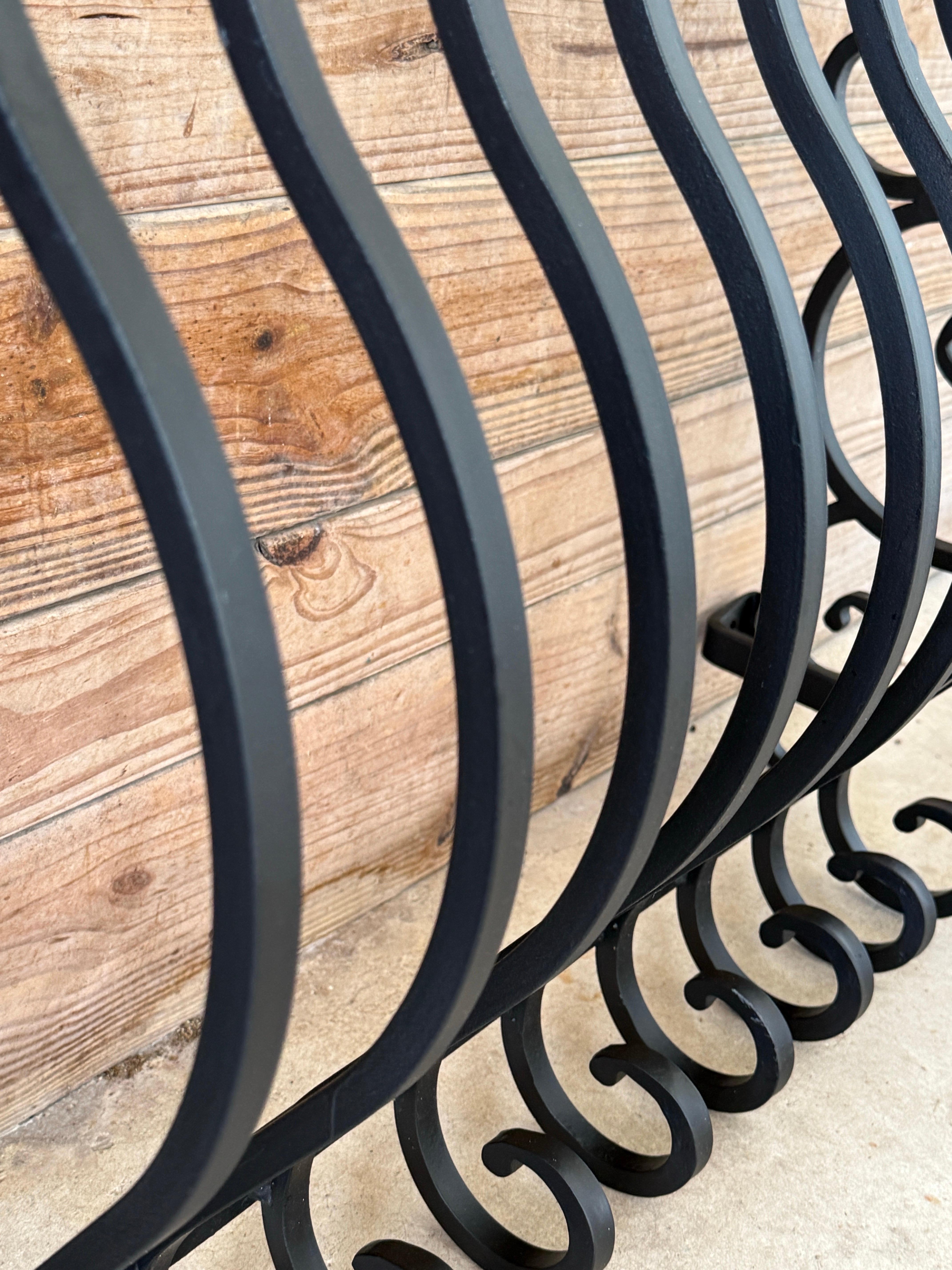 Mid-20th Century Hand-Forged Iron Window Grilles With Sculptural Scrollwork-Pair For Sale 6